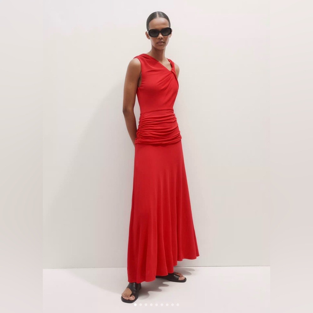 ME+EM Asymmetric Detail Ruched Maxi Dress